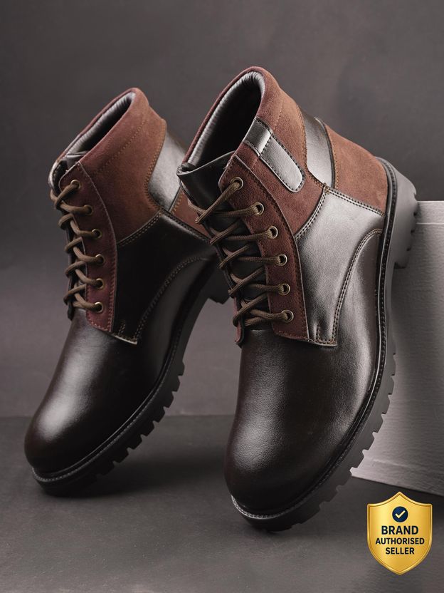 Roadster Men Black Solid Heeled Lace Up High Top - Image 8