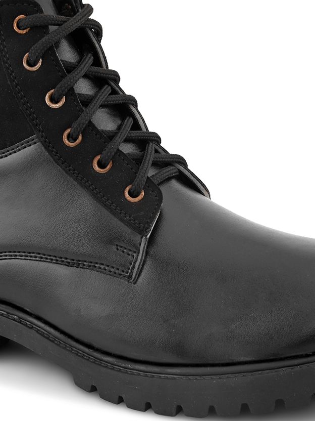 Roadster Men Black Solid Heeled Lace Up High Top - Image 2