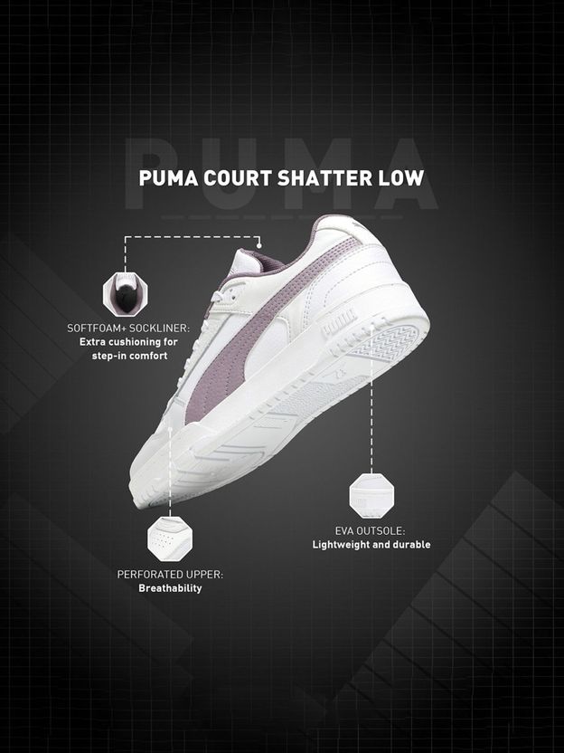 PUMA Court Shatter Low स्नीकर्स (सफेद) - Image 8