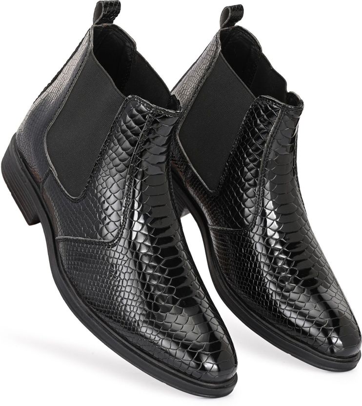 STALAG Men's Croco Texture Synthetic Leather Chelsea Boots - Image 2