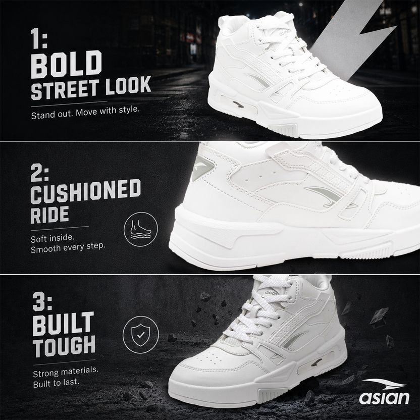 Asian Casual Sneakers For Men (White, 8) - Image 4