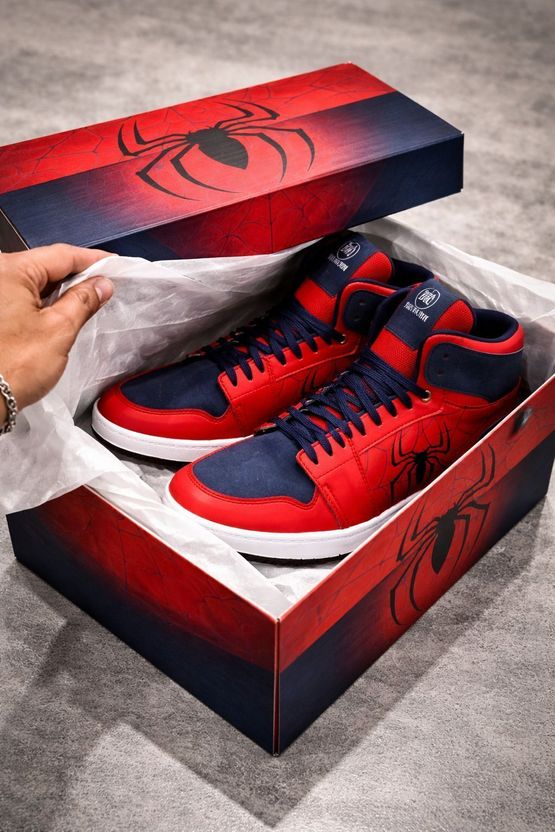 BROOMI High Top Sneakers Spider Design Red - Image 2