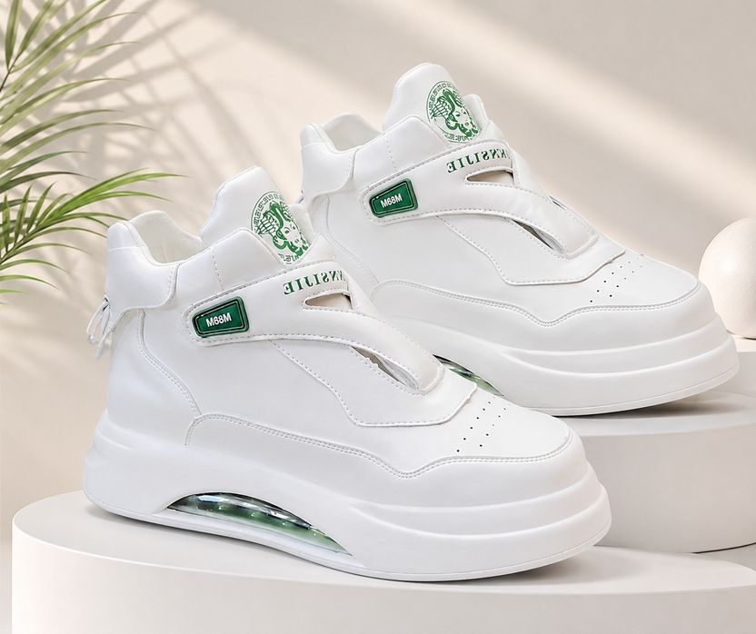 BIZAZO White Chunky High Top Platform Sneakers - Image 3