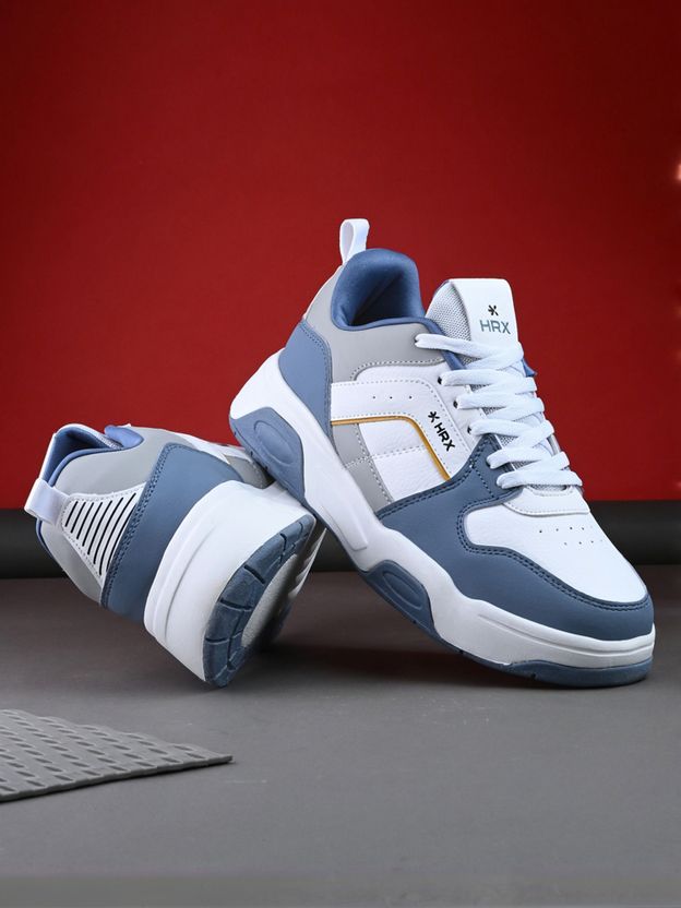HRX by Hrithik Roshan Men's White & Blue Sneakers - Image 3