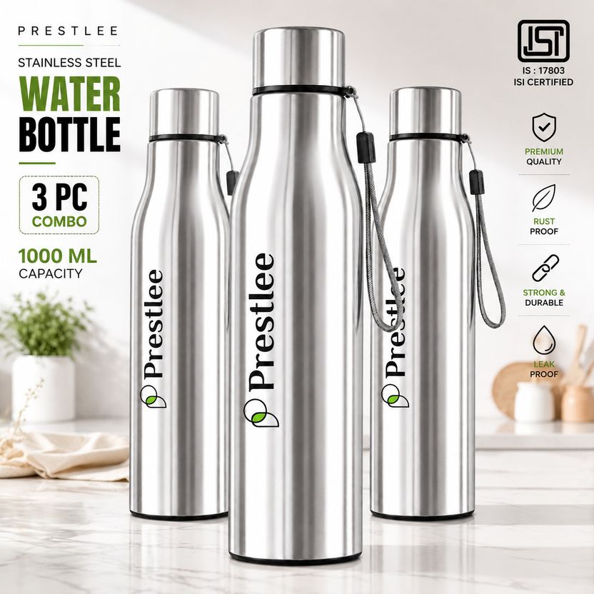 Prestlee Tag 1000ml Stainless Steel Water Bottle 3-Pack - Image 3