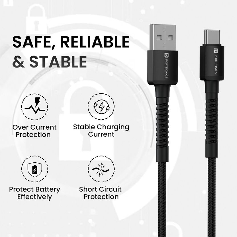 Portronics USB Type C Cable 3A 1m - Image 2