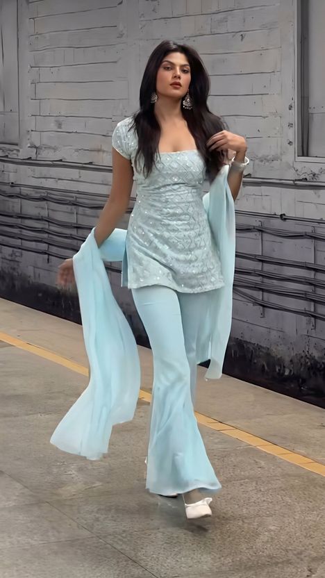 DISHWA Women Georgette Kurti Palazzo Dupatta Set - Image 2