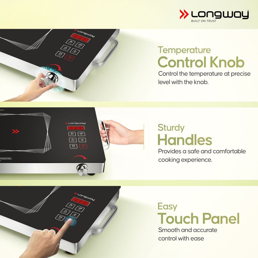 Longway 2200W Induction Cooktop Black Silver - Image 5