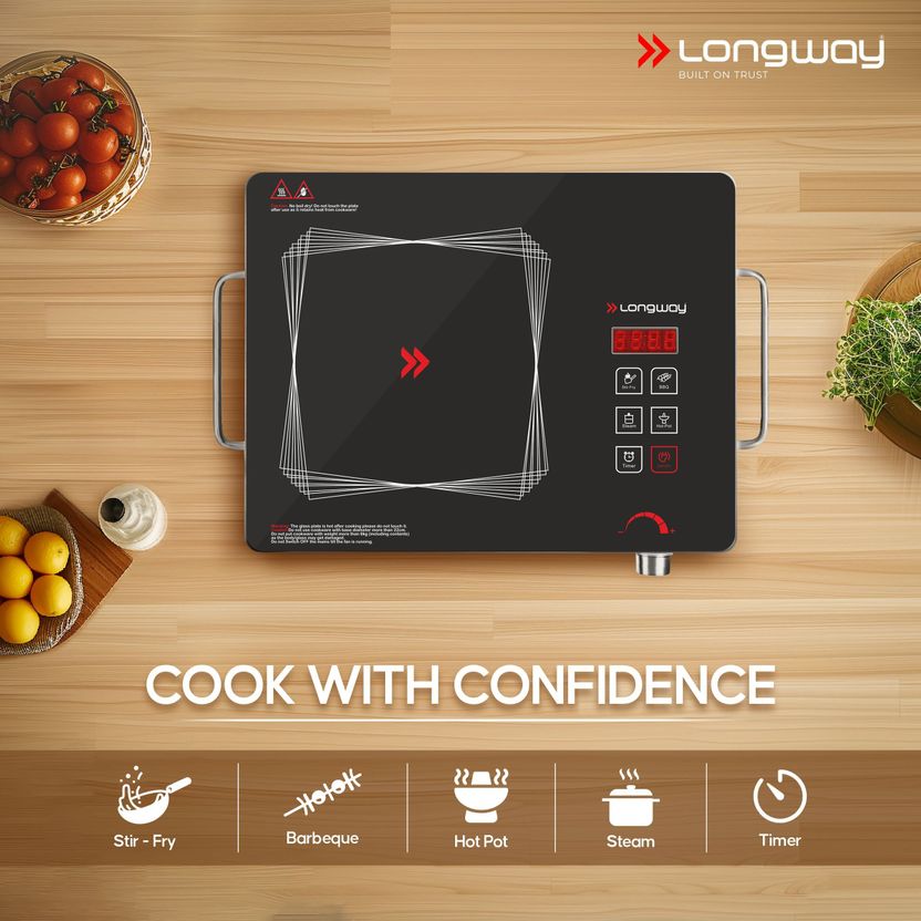 Longway 2200W Induction Cooktop Black Silver - Image 3
