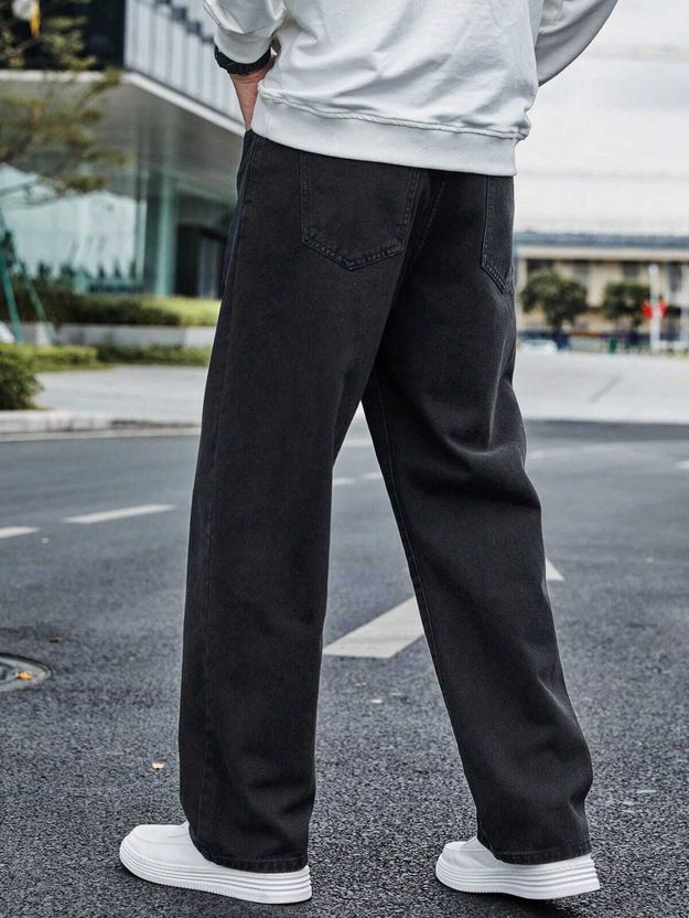 Veltick Men Loose Fit Mid Rise Black Jeans - Image 2