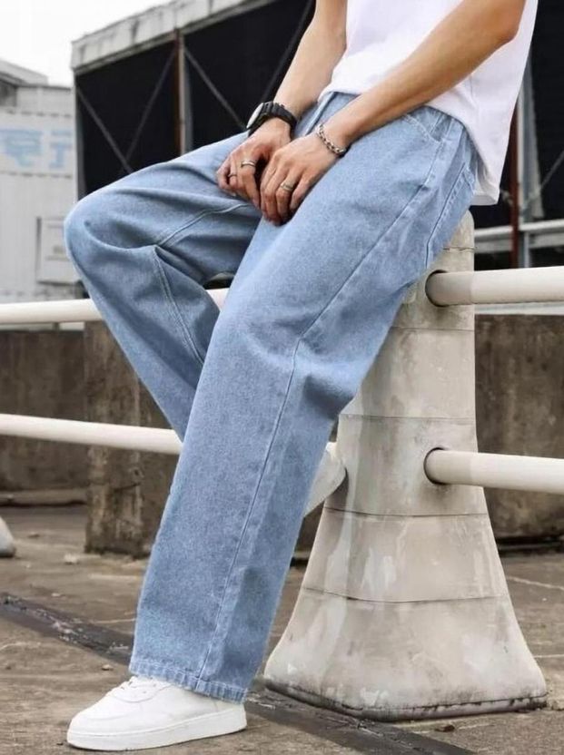 ARTVISION Men Loose Fit Mid Rise Light Blue Jeans - Image 1