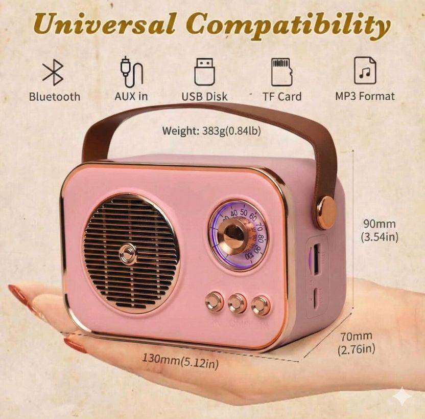 JAXTER Mini Retro Radio Bluetooth Speaker - Image 4