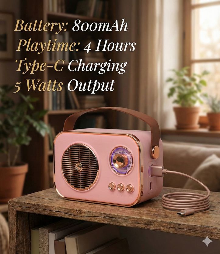 JAXTER Mini Retro Radio Bluetooth Speaker - Image 2