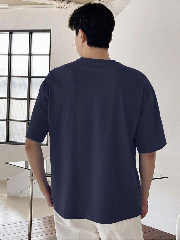 Leotude Navy Blue Round Neck Printed T-Shirt - Image 6