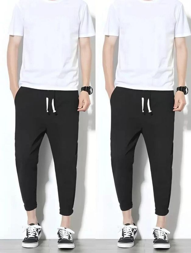 FASHION SARK Printed Black Track Pants - Image 1