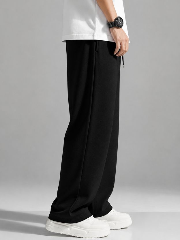 WEVOK Men Loose Fit Black Cotton Blend Trousers - Image 3