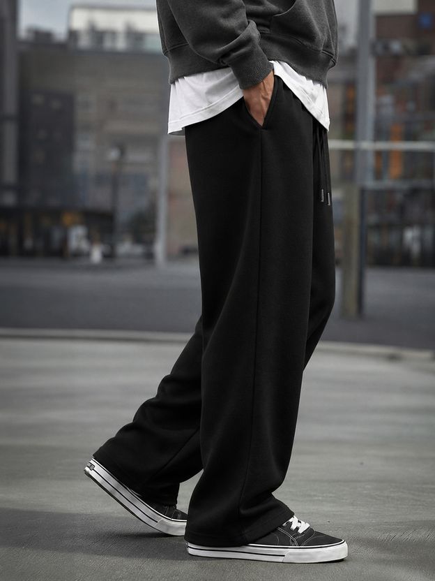 WEVOK Men Loose Fit Black Cotton Blend Trousers - Image 4