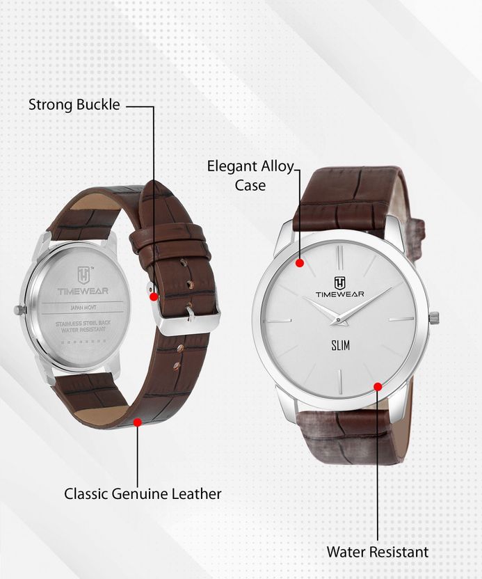 TIMEWEAR 192WDTG Slim Series Brown Leather Watch - Men - Image 2