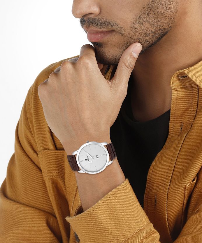 TIMEWEAR 192WDTG Slim Series Brown Leather Watch - Men - Image 4