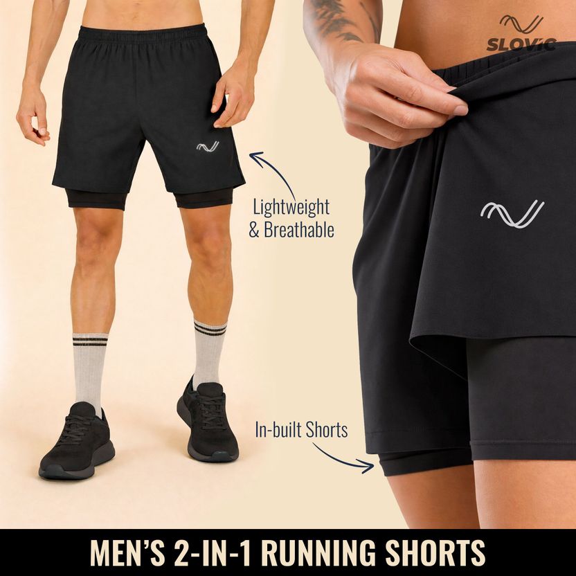 SLOVIC Men Black Running Shorts - Image 2