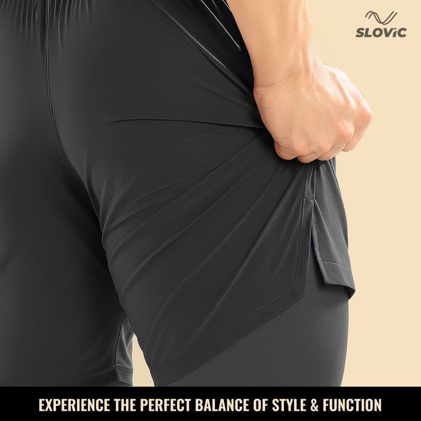 SLOVIC Men Black Running Shorts - Image 5