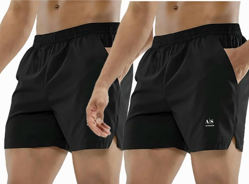 AS FASHION Pack of 2 Black Gym Shorts - Image 1