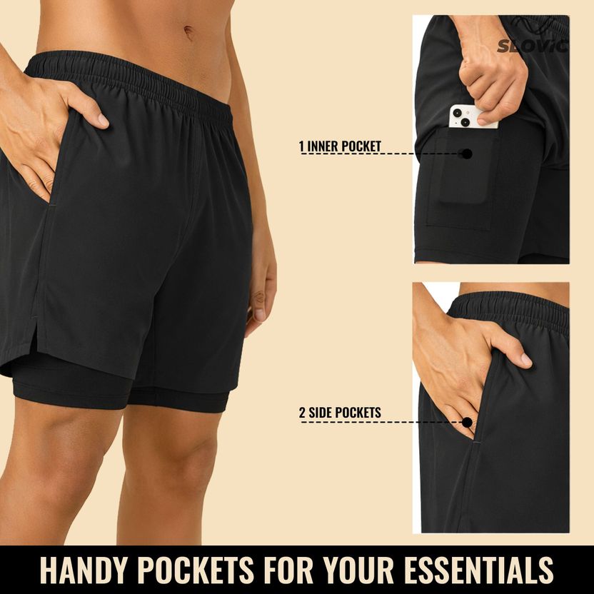 SLOVIC Men Black Running Shorts - Image 3