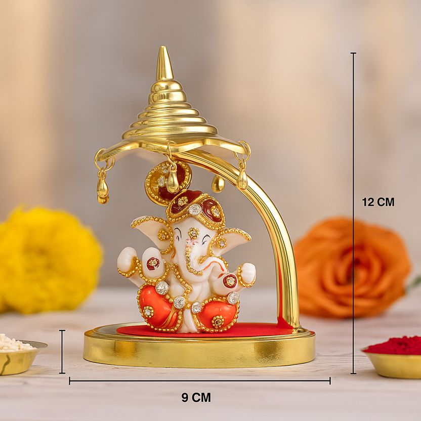 PRIMEFAIR Golden Mukut Lord Ganesha Idol - Image 2