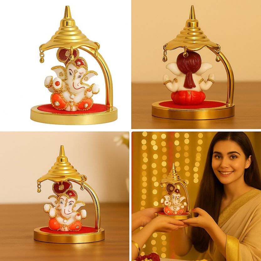 PRIMEFAIR Golden Mukut Lord Ganesha Idol - Image 5