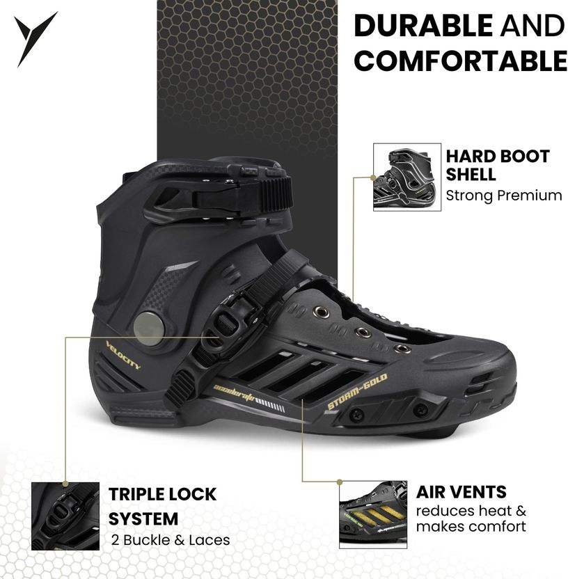 Jaspo Vitesse-Storm Gold Hard Boot Inline Skates 110mm - Image 2
