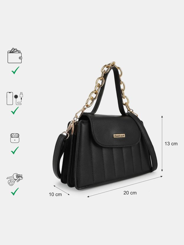 Fastrack Black Women Sling Bag - Medium Quilted - Image 4