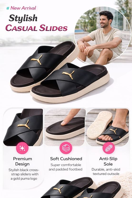 TrendWalk Men Slides (Brown , 8) - Image 2