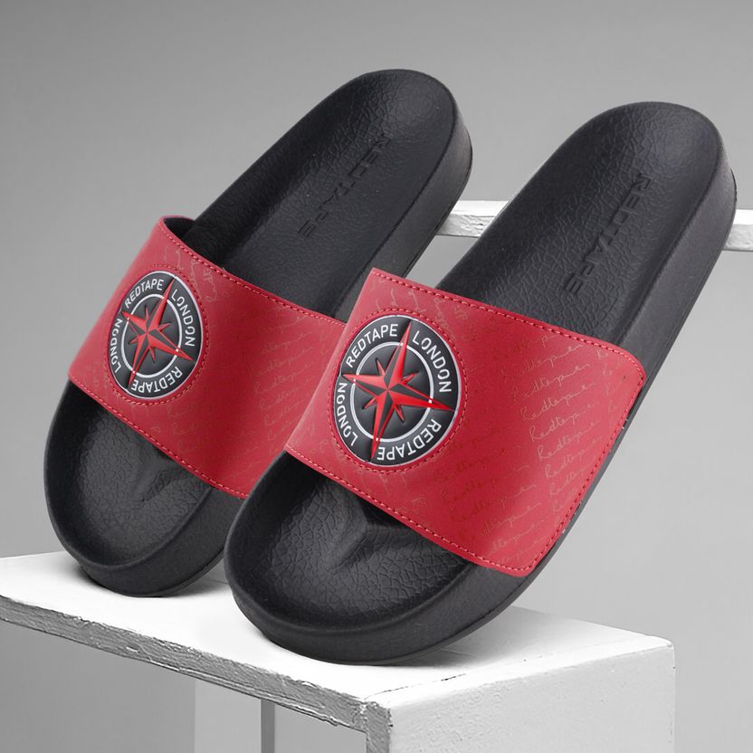 RED TAPE Men Red Slides - Image 7