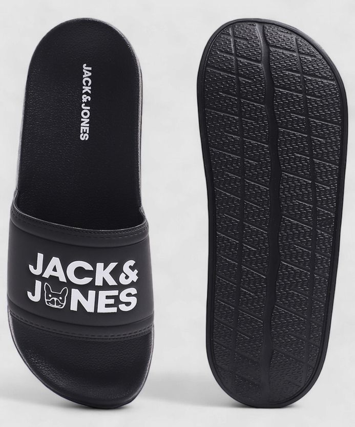 JACK & JONES Men Slides Black Size 8 - Image 5