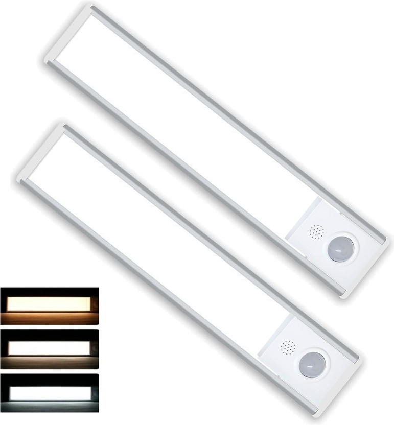 V VRAT 2 PCs Rechargeable Motion Sensor Under Cabinet Light 3 Color Modes Magnetic Motion Sensor Light