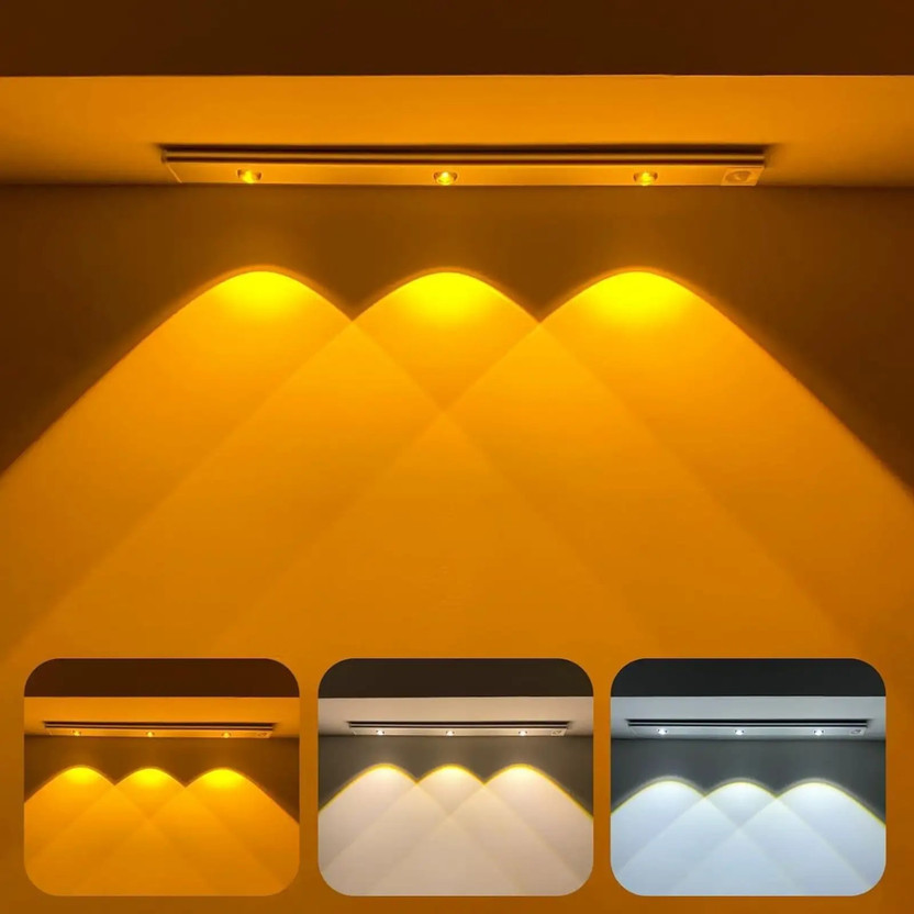zontic Motion Sensor Cabinet Light Wireless Closet Light USB Rechargeable 3 Colors Motion Sensor Light