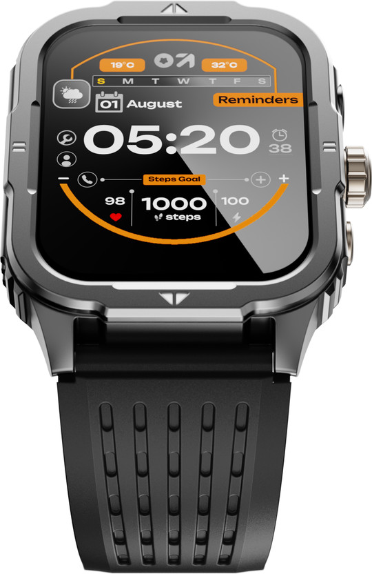 GOBOULT Tuff Rivet 1.9'' HD Display, Working Crown , Quick Access Torch Smartwatch