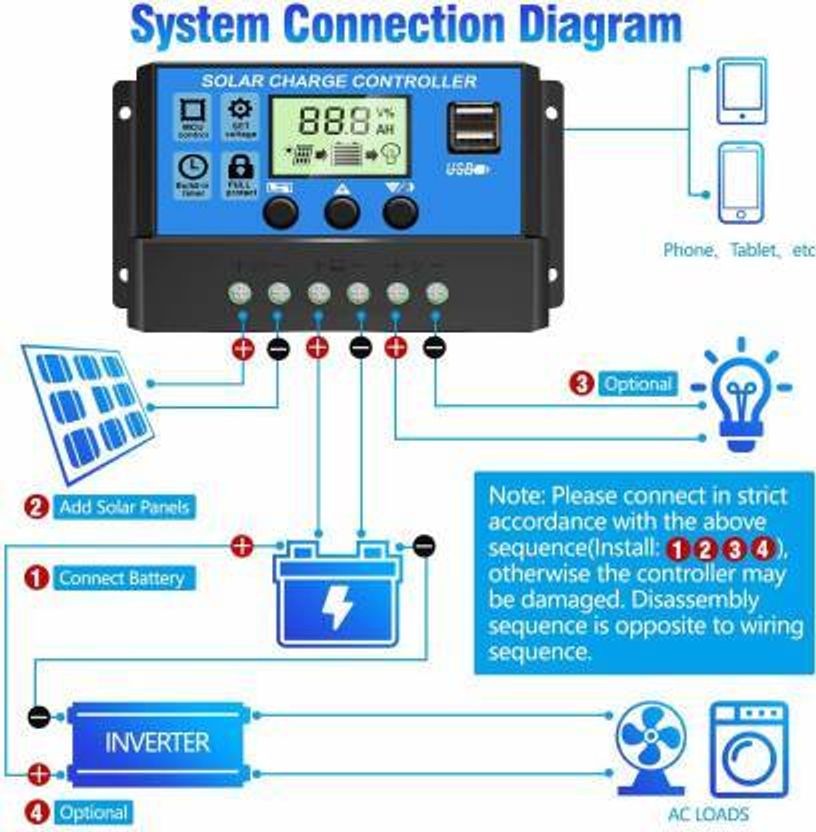 ZORIADA 10A 12V/24V Solar Charger Controller - Image 3
