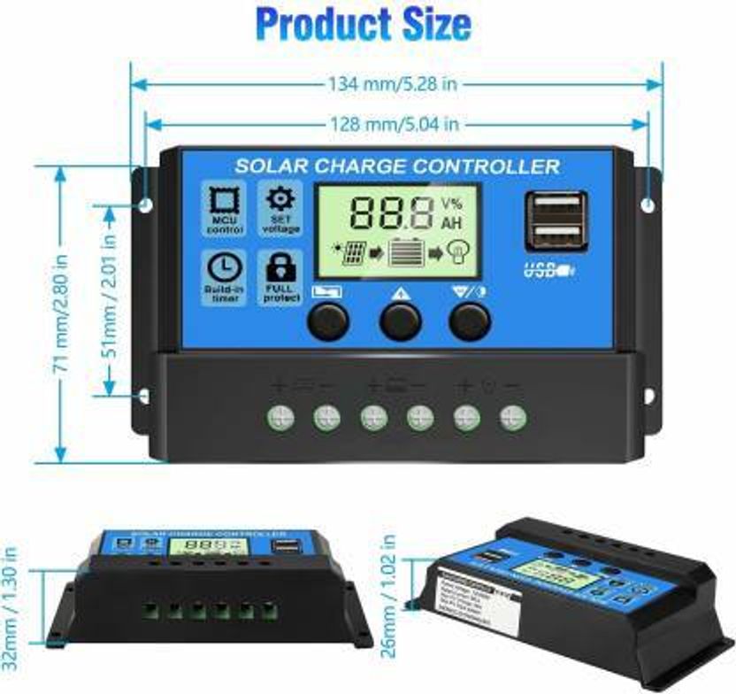 ZORIADA 10A 12V/24V Solar Charger Controller - Image 4