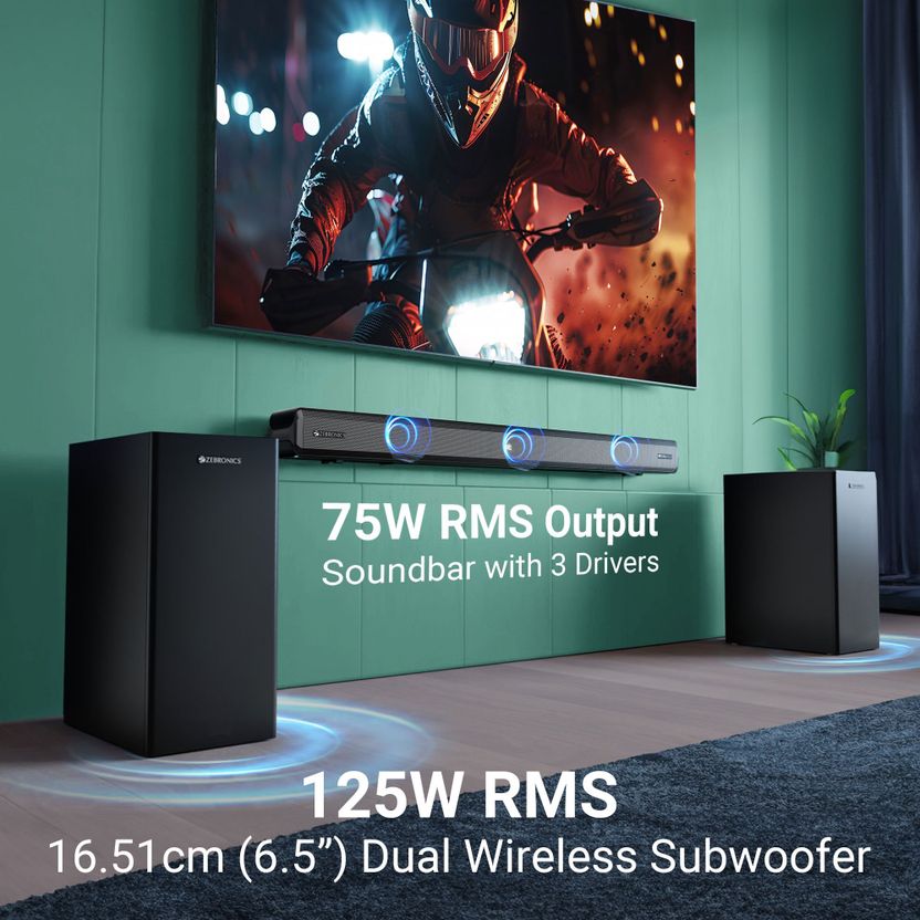 ZEBRONICS ZEB-SBSPK C12 625W Bluetooth Soundbar - Image 5