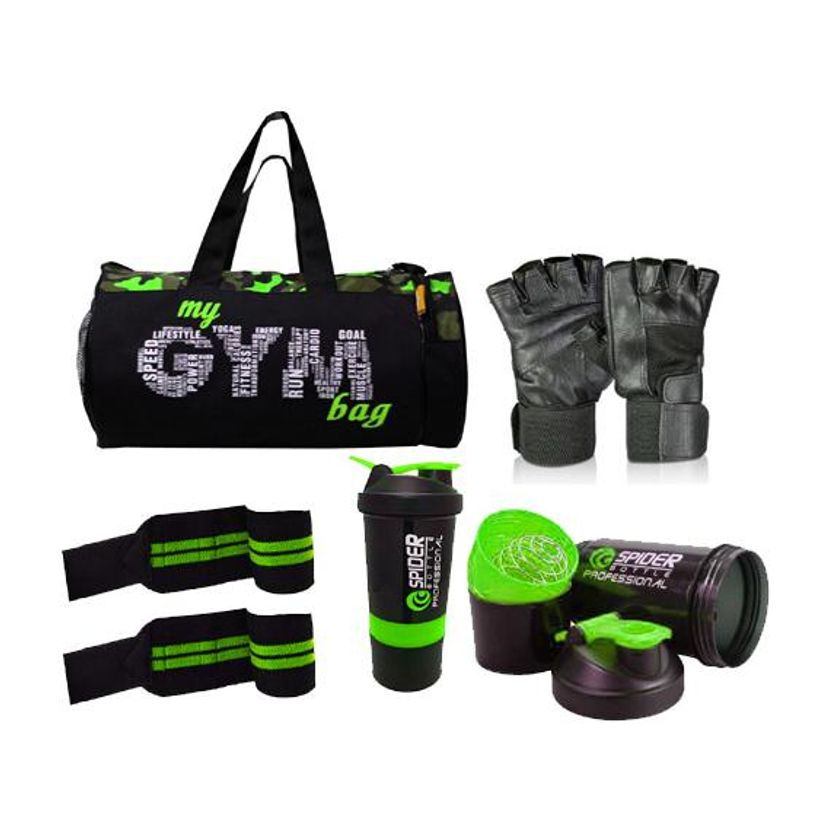L'AVENIR Fitness Gym Bag, Shaker, Wrist Wrap, Gloves - Image 5