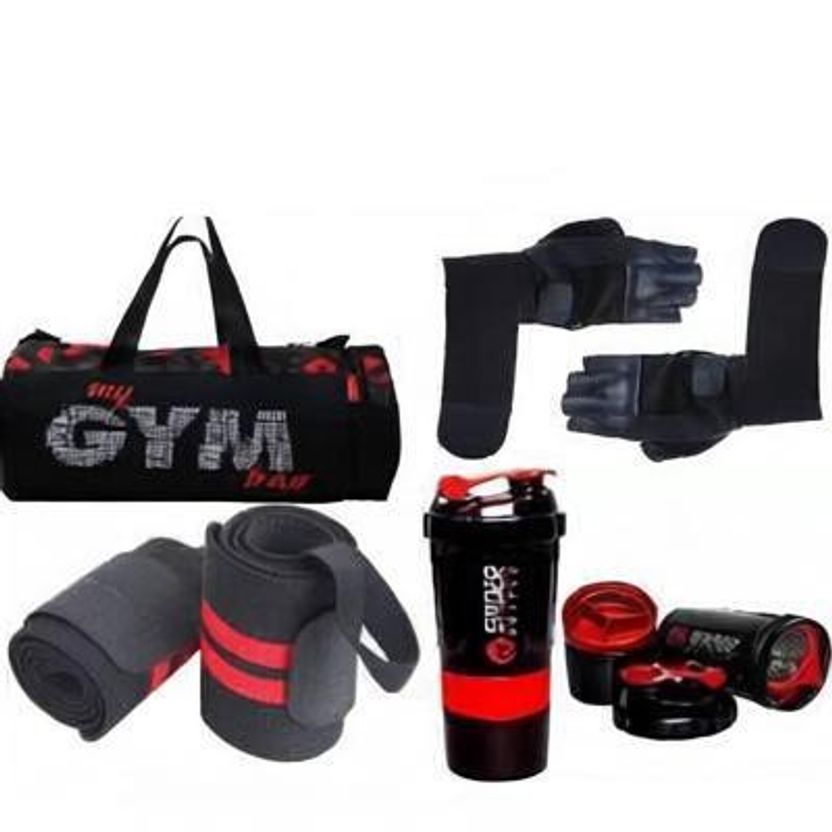 L'AVENIR Fitness Gym Bag, Shaker, Wrist Wrap, Gloves - Image 9