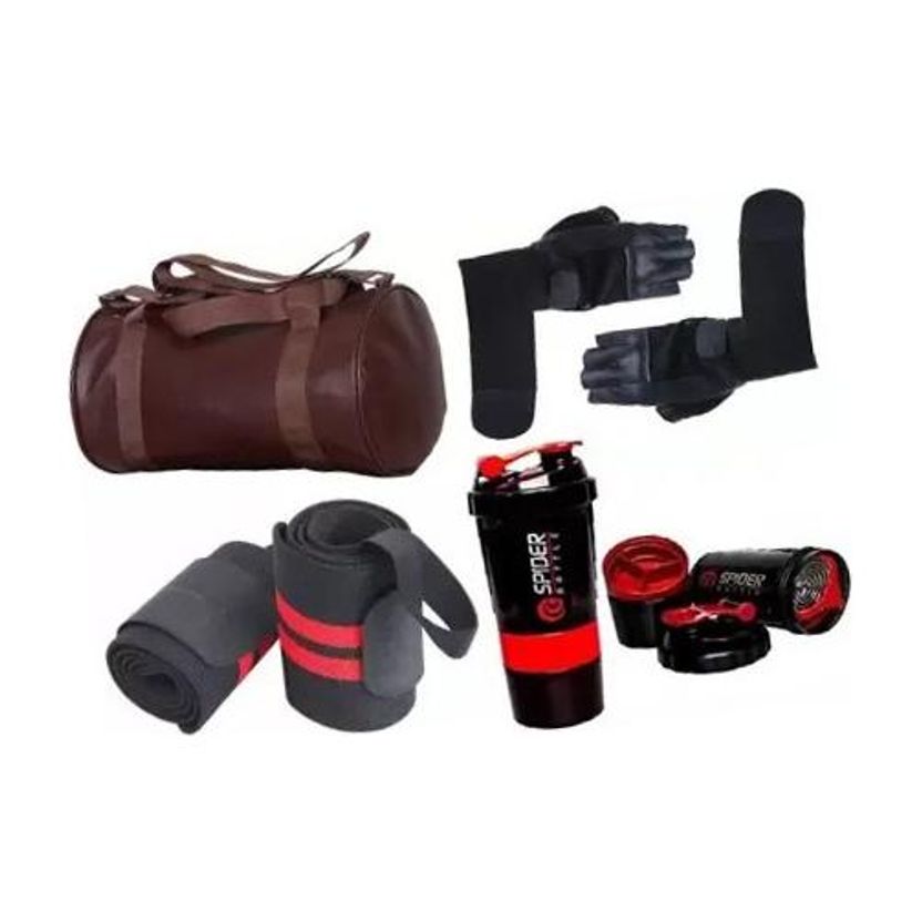 L'AVENIR Fitness Gym Bag, Shaker, Wrist Wrap, Gloves - Image 1