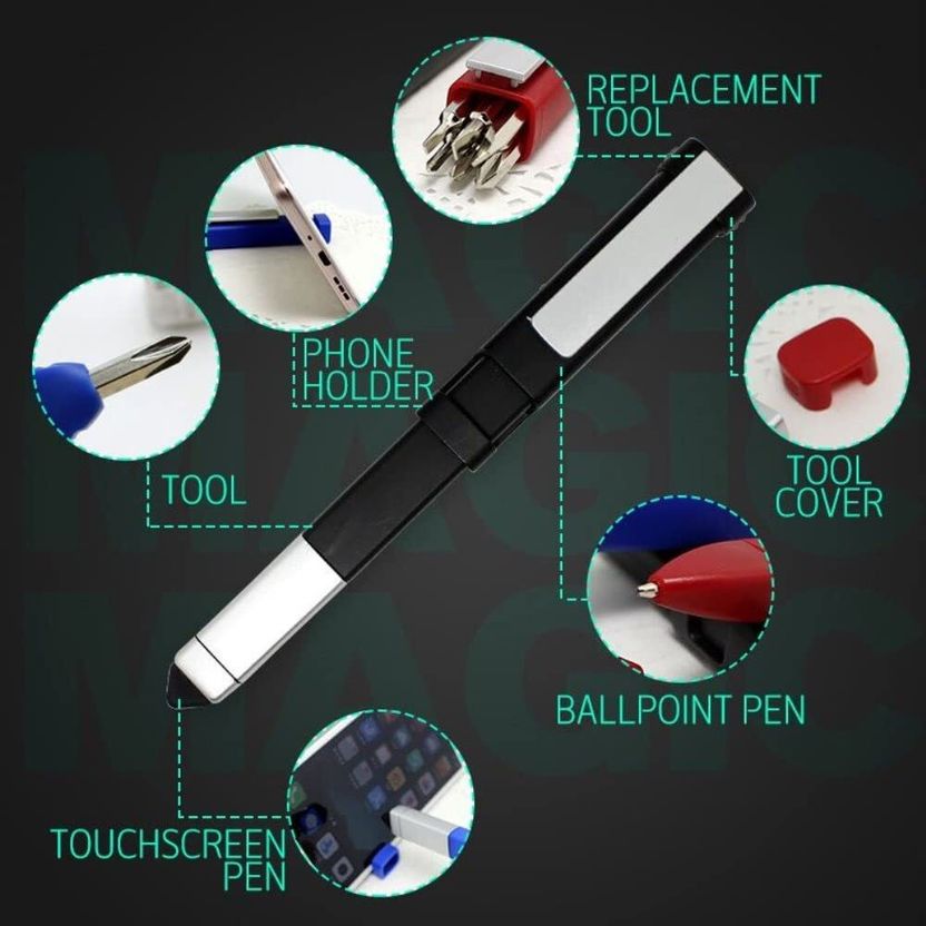 Be Sure Pen-Shaped Phone Holder with Screwdriver Sets Multifunction 6 in 1 Tech Tool Pen Stylus - Image 5