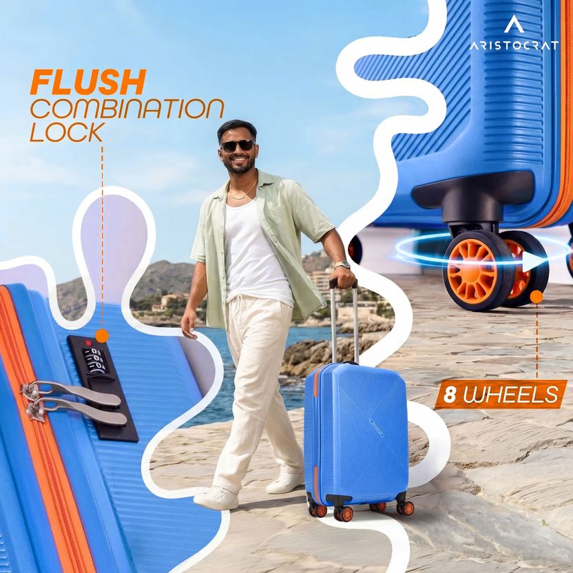 ARISTOCRAT Apex 22 Inch Blue Luggage - Image 7