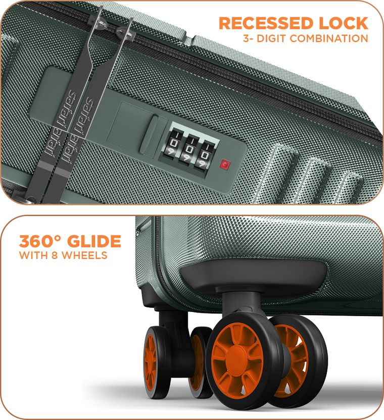 Safari THERON 55 4W DUSK GREEN Cabin Suitcase 8 Wheels - 22 Inches Dusk Green - Image 6