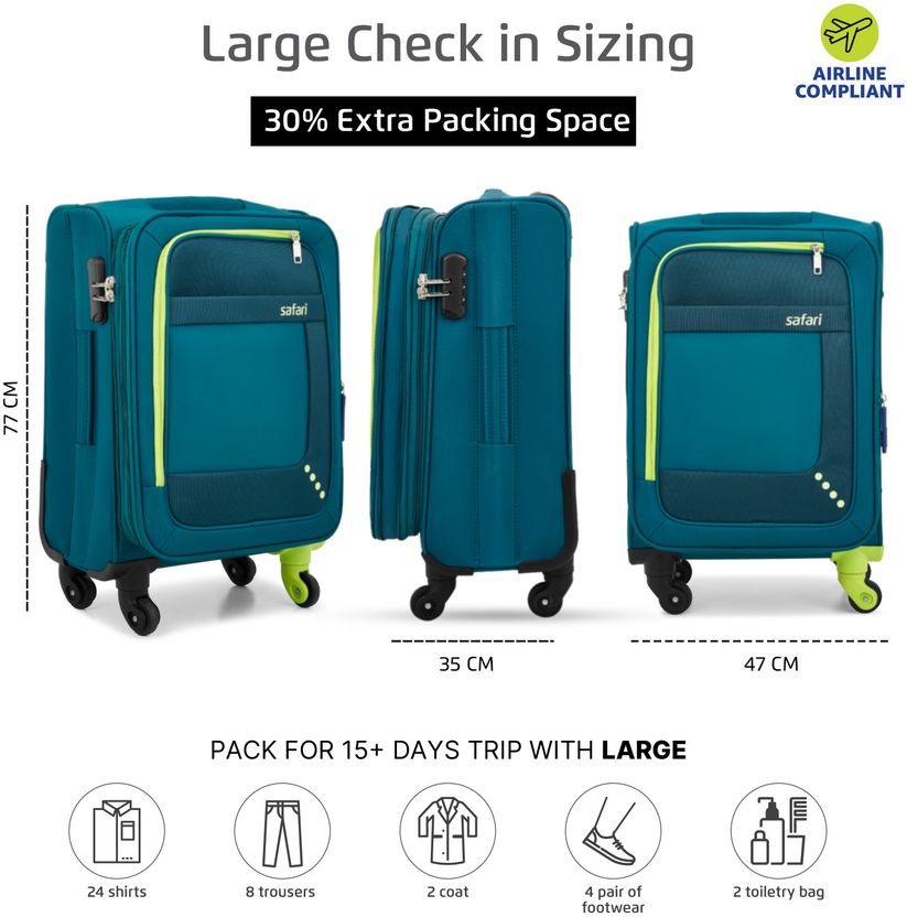 SAFARI STAR 75 4W Teal 30 Inch Suitcase - Image 9