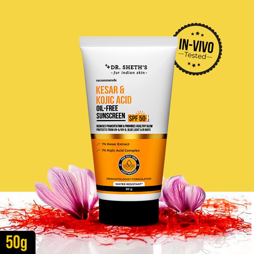 Dr. Sheth’s Sunscreen SPF 50 PA++++ Kesar & Kojic Acid Oil-Free - Image 1