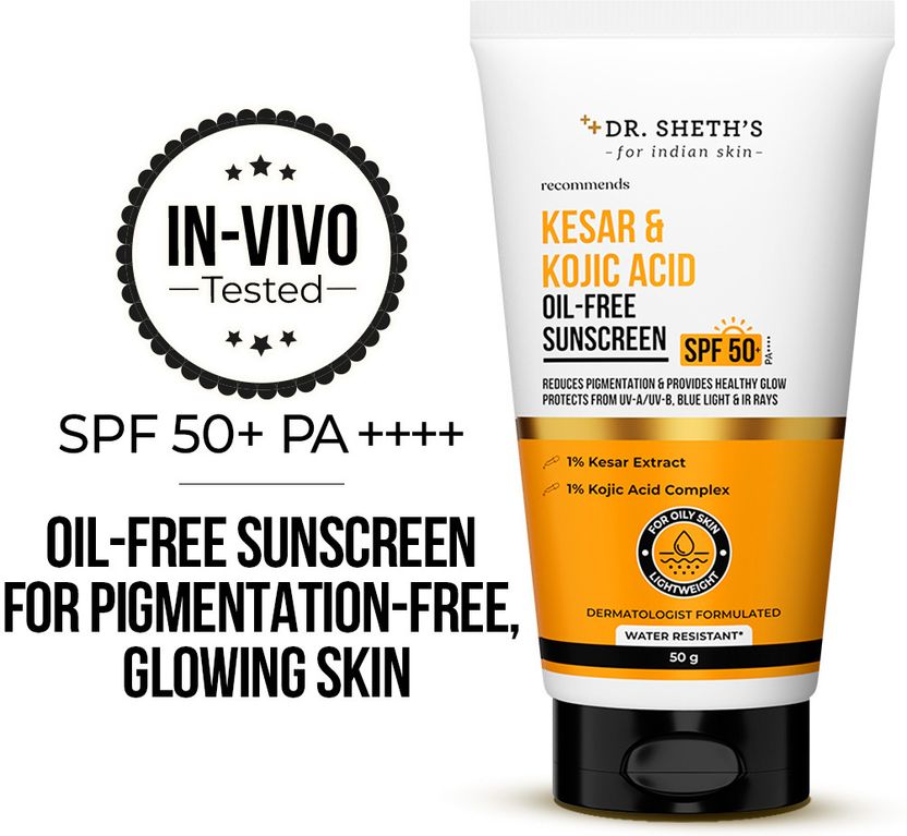 Dr. Sheth’s Sunscreen SPF 50 PA++++ Kesar & Kojic Acid Oil-Free - Image 2
