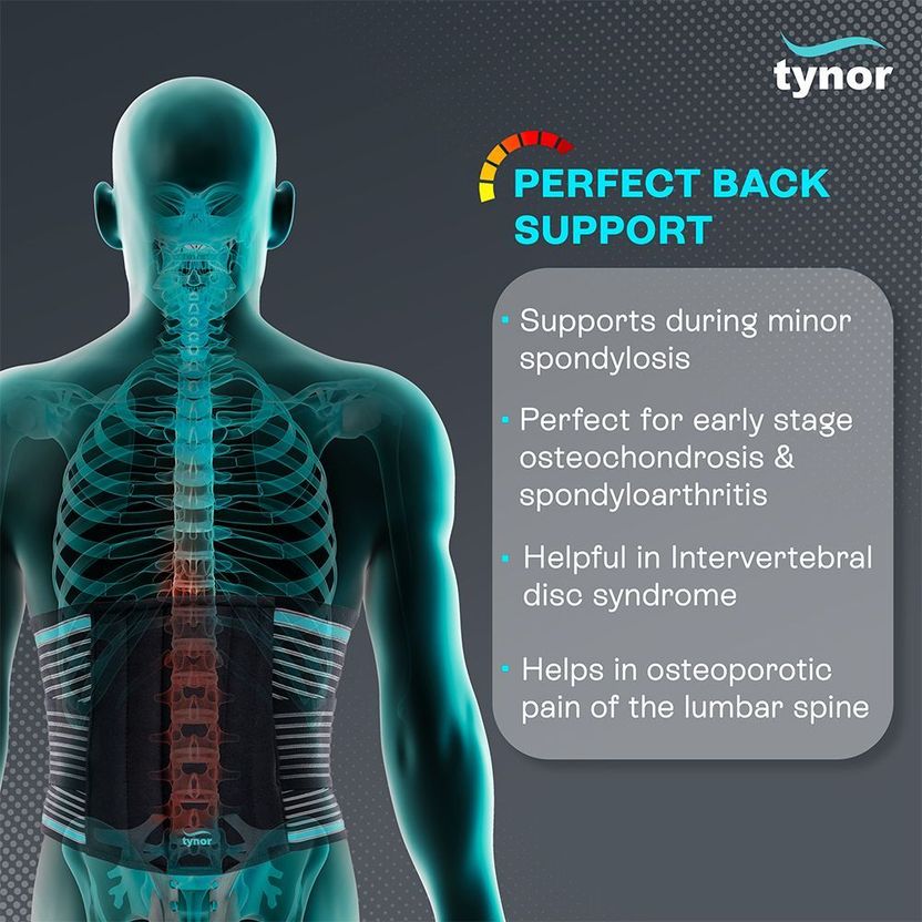 TYNOR Lumbo Sacral Belt, Black, Medium - Image 2